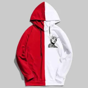 Lil Peep Graphic Half Colored Red Hoodie