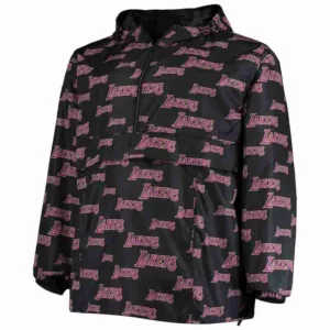 Los Angeles Lakers Black Big & Tall Allover Print Anorak Jacket
