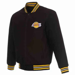 Los Angeles Lakers Black Embroidered Wool Jacket