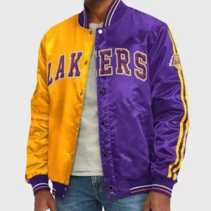 Los Angeles Lakers Purple and Yellow Varsity Satin Jacket