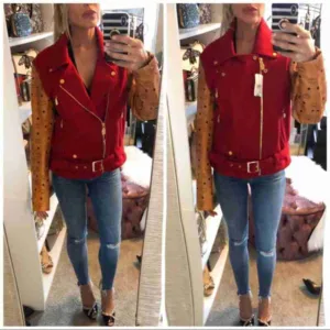MCM Phenomenon Red Logo Biker Moto Jacket