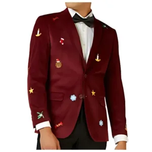 MENS CHRISTMAS BURGUNDY BLAZER