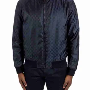 Men Dark Blue Bomber Jacket