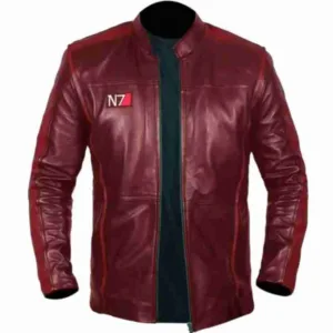 Men N7 Mass Effect 3 Red Biker Jacket