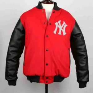 Men New York Yankee Red Letterman Jacket