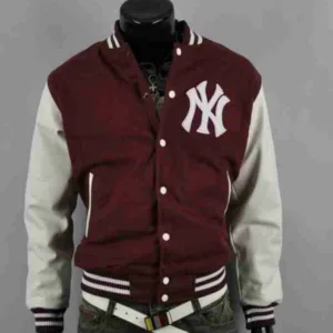 Men New York Yankee Varsity Maroon Jacket