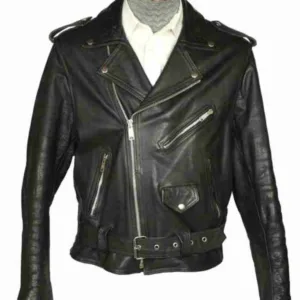 Men?s 1960s Motorcycle Black Leather Jacket