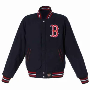 Mens Boston Red Sox Navy Embroidered Logo Wool Jacket