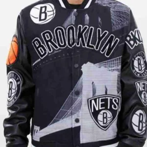 Mens Brooklyn Nets Remix Varsity Jacket