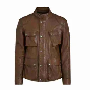 Men?s Brown Leather Field Jacket