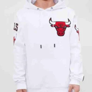 Men?s Chicago Bulls White Fleece Hoodie