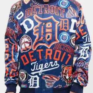 Mens Detroit Tigers Collage Satin Jacket