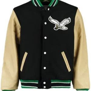 Men?s Eagles Varsity Wool Leather Jacket