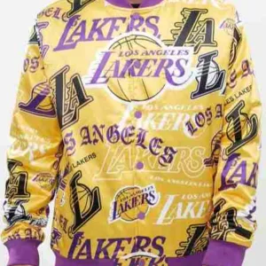 Mens Los Angeles Lakers Collage Satin Jacket