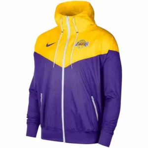 Mens Los Angeles Lakers Gold 75th Anniversary Courtside Windrunner Raglan Jacket