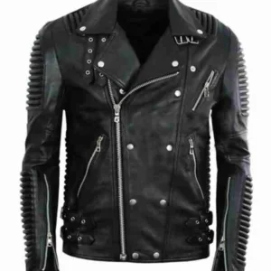 Men?s Motorcycle Godspeed Padded Leather Jacket
