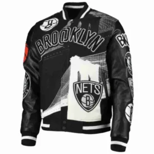 Men?s Pro Brooklyn Nets Black Jacket
