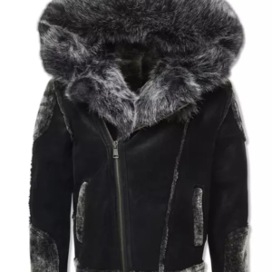 Men?s Shearling Black Moto Jacket