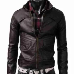Men?s Slim Fit Brown Leather Jacket