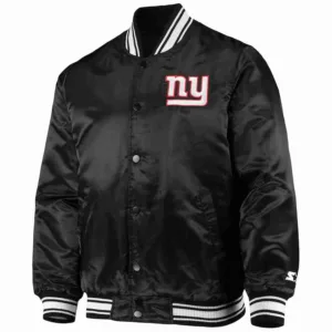 Men’s Starter Black New York Giants Satin Varsity Jacket