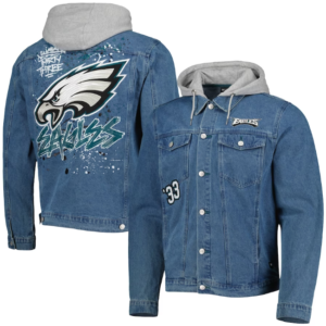 Men’s The Wild Philadelphia Eagles Hooded Denim Jacket