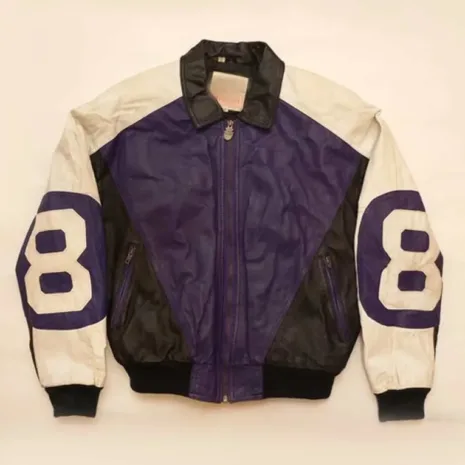 Michael Hoban Purple and Black Leather “8 ball” Jacket