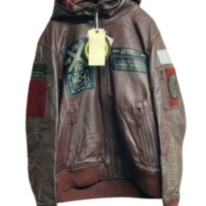 Military Sheepskin Brown Leather Jacket