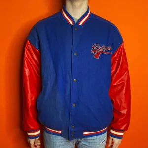 NBA Detroit Pistons Blue And Red Wool Leather Jacket