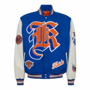 NBA NY Knicks Blue And White Varsity Jacket