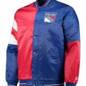 NY Rangers The Leader Satin Blue and Red Jacket