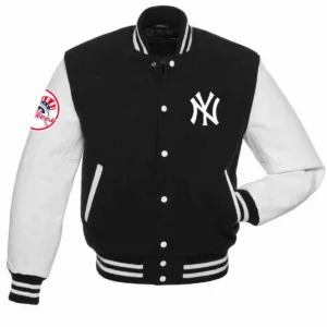 NY Yankees Black and White Varsity Jacket
