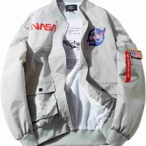 Nasa White Satin Jacket