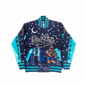 Neon Blue Bad Boy Biggie Smalls Nightlife Satin Jacket