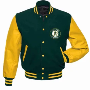Oakland Athletics MLB Yellow and Green Jacket