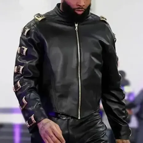 Odell Beckham Jr Jamie Mcfarland Leather Jacket1 Odell Beckham Jr Jamie Mcfarland Leather Jacket