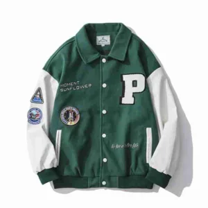 P-75 Green & White Varsity Jacket