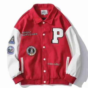 P-75 Red & White Varsity Jacket