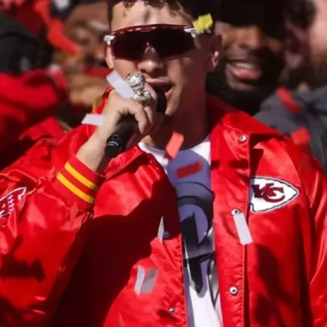 Patrick Mahomes Super Bowl LVIII Victory Parade Jacket2 Patrick Mahomes Super Bowl LVIII Victory Parade Jacket