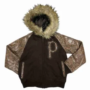 Pelle Pelle Black Snake Print Brown Jacket