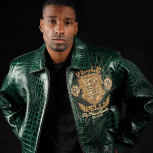 Pelle Pelle Mens Eye On The Prize Green Leather Jacket