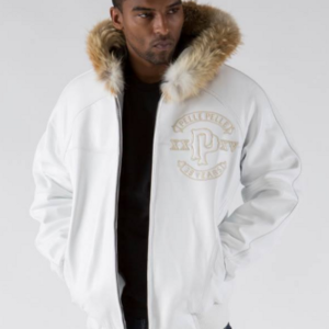 Pelle Pelle Panther Fur Hood White Plush Jacket