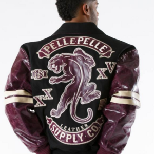 Pelle Pelle Panther Wool Black And Plum Jacket
