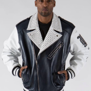 Pelle Pelle Varsity Biker Navy Plush Leather Jacket