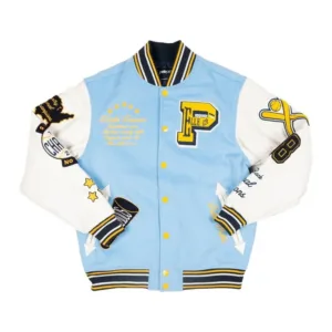 Pelle Pelle World Famous Wool and Leather Blue Varsity Jacket