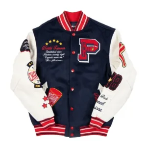 Pelle Pelle World Famous Wool and Leather Navy Varsity Jacket