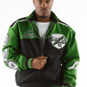 Pelle Pelle World Green And Black Varsity Jacket