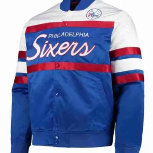 Philadelphia 76ers Hardwood Classics Script Royal Jacket
