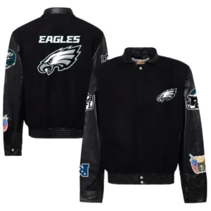 Philadelphia Eagles Jeff Hamilton Wool & Leather Black Jacket