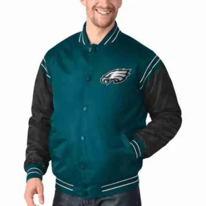 Philadelphia Eagles Midnight Green and Black Satin Jacket