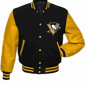 Pittsburgh Penguins NHL Black and Yellow Varsity Jacket